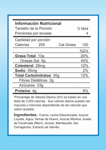 Información Nutricional Tamaño de la Porción 1/z taza Porciones