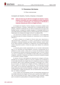 Orden de 18 de mayo de 2015 de la Consejería de Industria