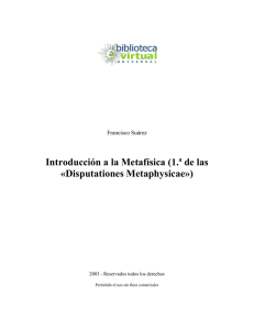 Introducción a la Metafísica (1.ª de las «Disputationes Metaphysicae»)