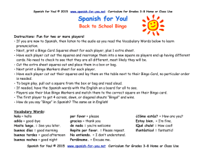 Spanish for You! Back to School Bingo