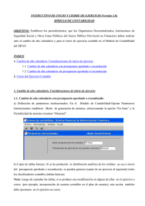 INSTRUCTIVO DE INICIO Y CIERRE DE EJERCICIO (Versión 1.0