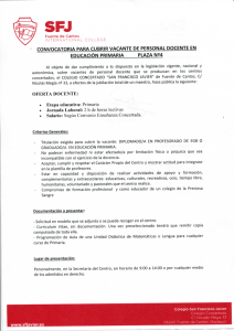 ` CONVOCATORIA PARA CUBRIR VACANTE DE PERSONAL