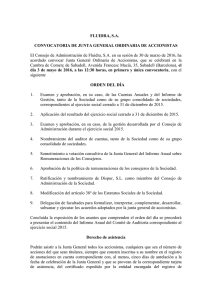 FLUIDRA, SA CONVOCATORIA DE JUNTA GENERAL ORDINARIA