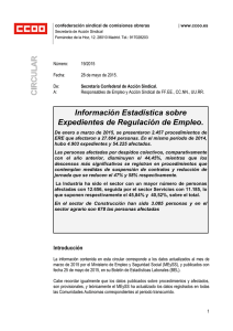 Información Estadística sobre Expedientes de Regulación de Empleo.