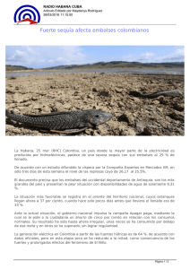 Fuerte sequía afecta embalses colombianos