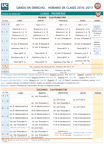 Horario de clases Grado en Derecho 2016-2017