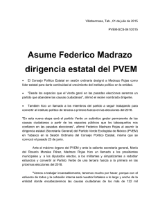 Asume Federico Madrazo dirigencia estatal del PVEM
