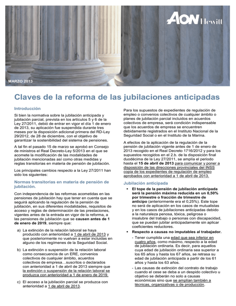 Claves De La Reforma De Las Jubilaciones Anticipadas Marzo