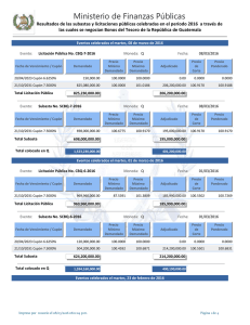 Resultados de las subastas y licitaciones públicas