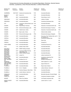 Transacciones de Acciones efectuadas por Accionistas Mayoritarios