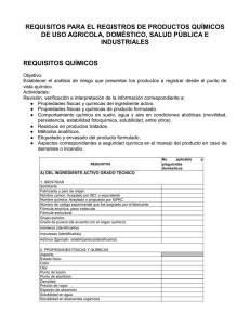 requisitos para el registros de productos químicos de uso agricola