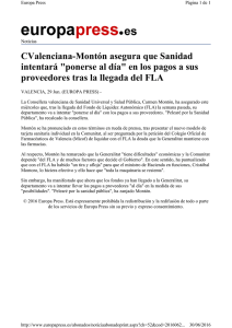 CValenciana-Montón asegura que Sanidad intentará "ponerse al día"