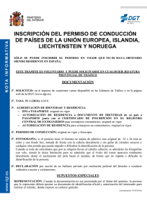 inscripción del permiso de conducción de países de la unión