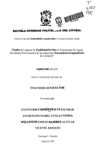 `Diseño de Lagunas de Estabilizaci6n Para el Tratamiento de Aguas