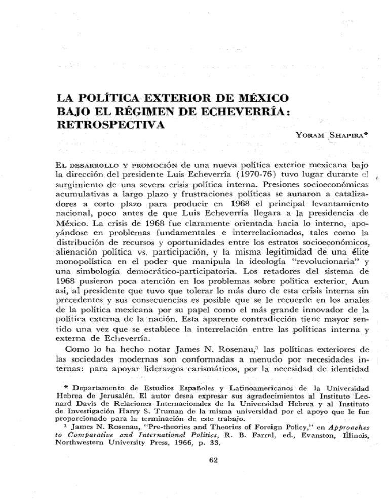 La Política Exterior De México Bajo El Régimen De Echeverría