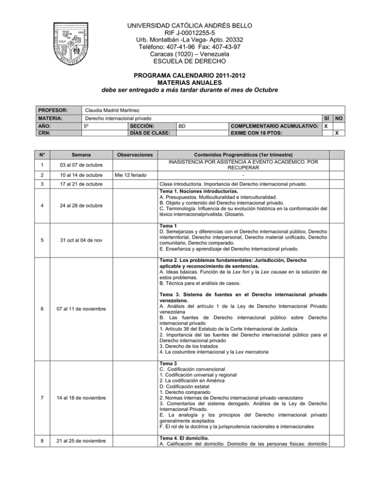 UNIVERSIDAD CAT LICA ANDR S BELLO RIF J 00012255