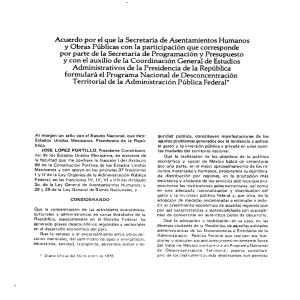 Acuerdo por el que la Secretaría de Asentamientos Humanos y