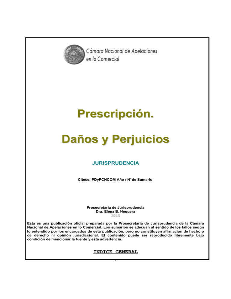 Prescripción. Daños Y Perjuicios