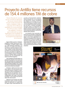 Proyecto Antilla tiene recursos de 154.4 millones TM de cobre
