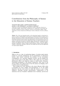 Contributions from the Philosophy of Science to the Education of