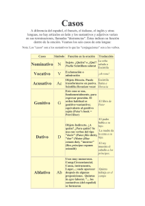 Nominativo N Vocativo V Acusativo Ac Genitivo G