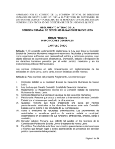 Reglamento Interno de la Comisión Estatal de Derechos Humanos