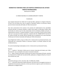 normativa tarifaria para los puertos comerciales del estado