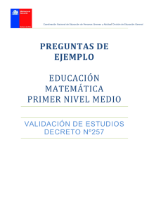 PREGUNTAS DE EJEMPLO EDUCACIÓN MATEMÁTICA PRIMER