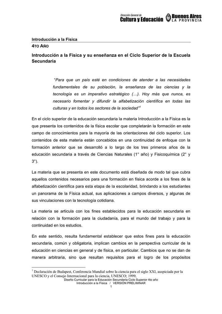 Introducción a la Física y su enseñanza en el Ciclo