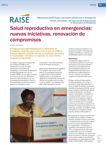 Salud reproductiva en emergencias: nuevas iniciativas, renovación