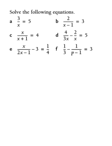 Solve the following equaticms.