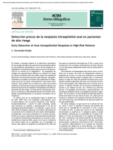 Detección precoz de la neoplasia intraepitelial anal en pacientes de