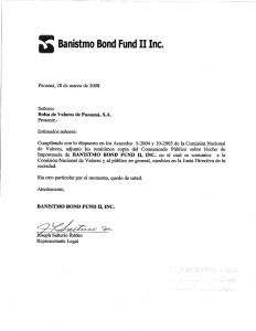 Banistmo Bond Fund II Inc. - Bolsa de Valores de Panamá