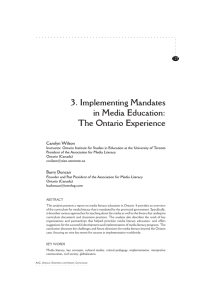 Implementing Mandates in Media Education: The Ontario Experience