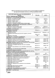 Tabla de equivalencia de los artículos de la Ley de