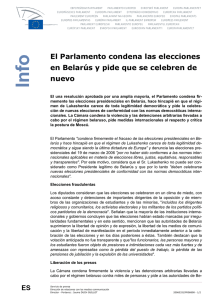 El Parlamento condena las elecciones en Belarús y