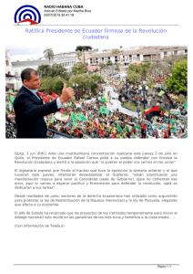 Ratifica Presidente de Ecuador firmeza de la Revolución ciudadana