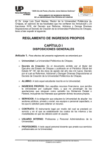 Reglamento de ingresos propios - Universidad Politécnica de Chiapas