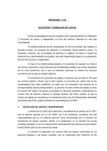 PROGRAMA 111O SELECCIÓN Y FORMACIÓN DE JUECES El
