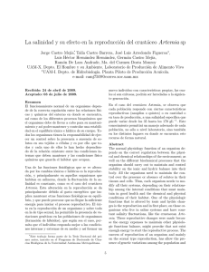 La salinidad y su efecto en la reproducción del crustáceo Artemia sp