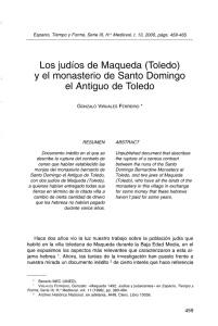Los judíos de Maqueda (Toledo) y el monasterio de Santo Domingo