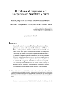 El realismo, el empirismo y el sinequismo de Aristóteles y Peirce