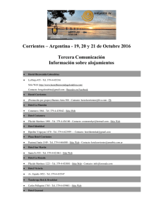 Corrientes – Argentina - 19, 20 y 21 de Octubre 2016 Tercera