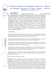 Acuerdo no remunerativo 2015 - Sindicato de Camioneros Córdoba