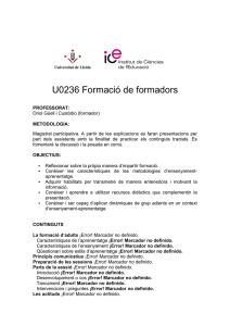 U0236 Formació de formadors - Formació del Professorat Universitari.
