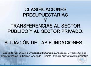 CLASIFICACIONES PRESUPUESTARIAS Y TRANSFERENCIAS AL