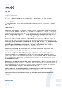 Decreto 2166/2015 Consejo del Mercado Común del Mercosur