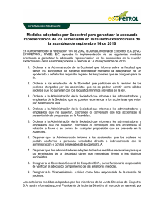 Medidas adoptadas por Ecopetrol para garantizar la adecuada