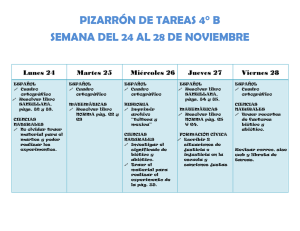 pizarrón de tareas 4° b semana del 24 al 28 de noviembre