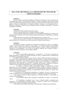 rd 127/84 que regula la obtención de títulos de especialidades